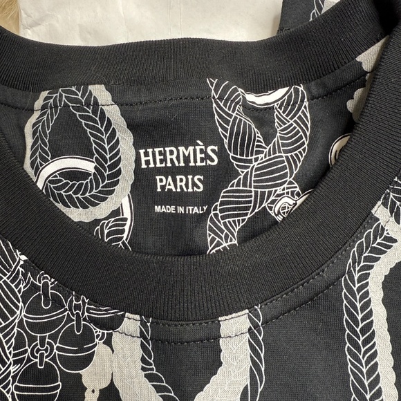 NEW Hermes "Palefroi Remix" straight t-shirt Black Gris Charbon Size 34 0 XS - Picture 5 of 8